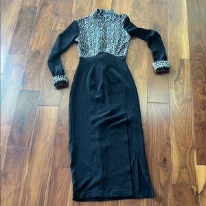 Elegant Black and Animal Print Dress